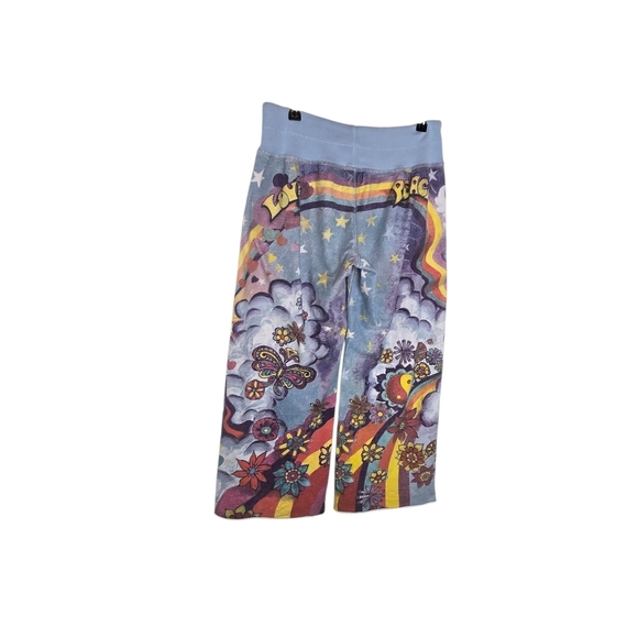 Vtg Lucky Brand Wide Leg Peace Love Printed Sweatpants Rare Htf - Picture 2 of 12